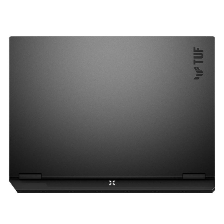 Portátil Asus TUF Gaming A16, cinzento, tampa traseira com logotipo TUF.