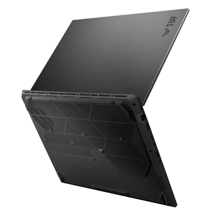 Portátil Asus TUF Gaming A16, cinzento, 16 polegadas, com logotipo TUF na parte superior direita.