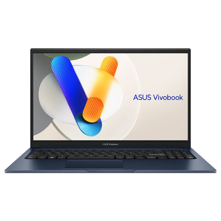 ASUS Vivobook laptop, 15.6", blue, displaying logo on screen.
