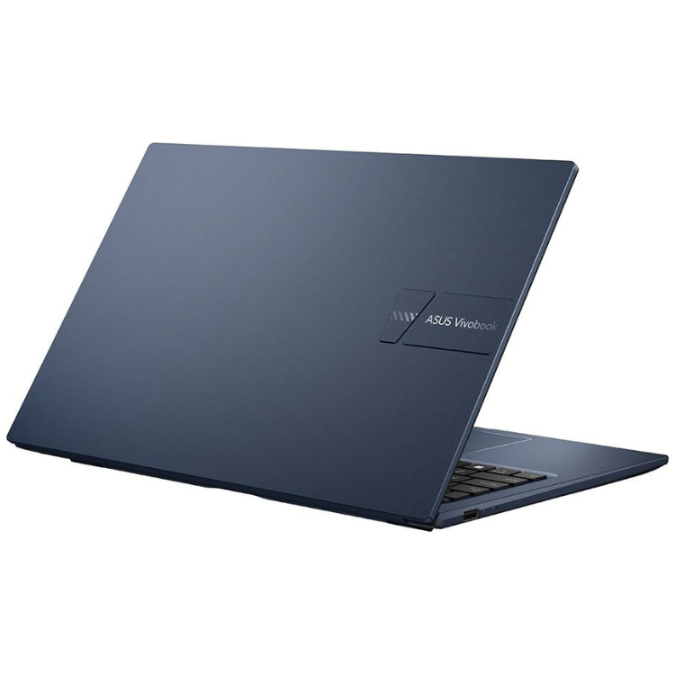 ASUS Vivobook laptop, blue, 15.6", open, showing keyboard.