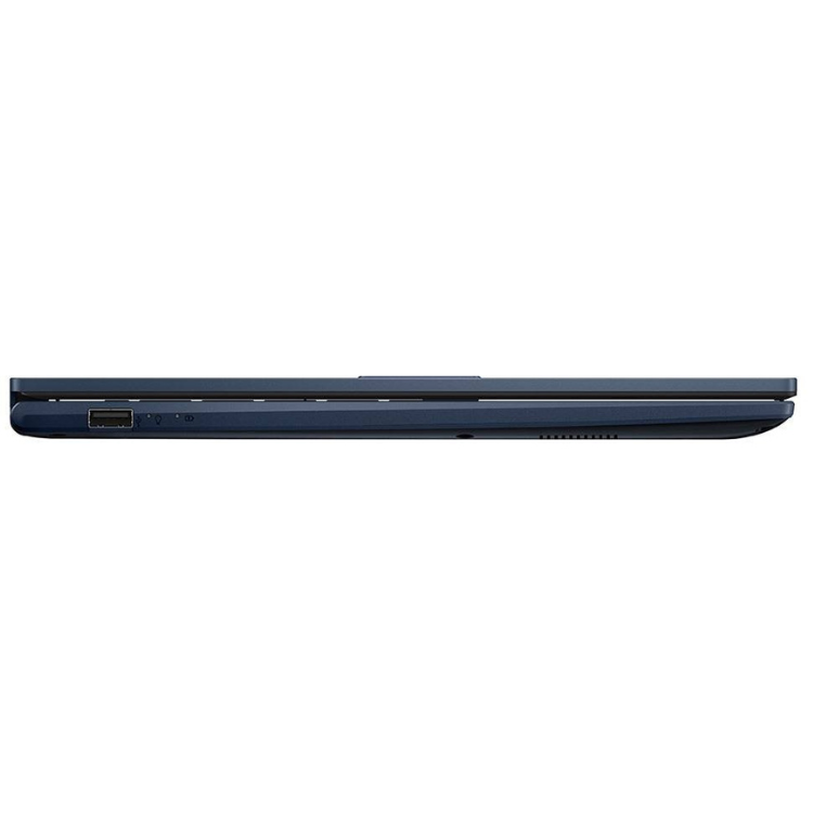 Asus VivoBook F1504VA laptop side view, blue, 15.6 inch, ports visible.
