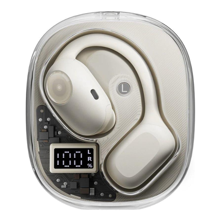 Auriculares Bluetooth Blackview Airbuds 100 TWS Branco em estojo de carregamento.