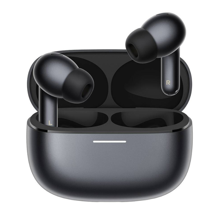 Auscultadores sem fios Xiaomi Redmi Buds 8 Pro pretos com caixa de carregamento.