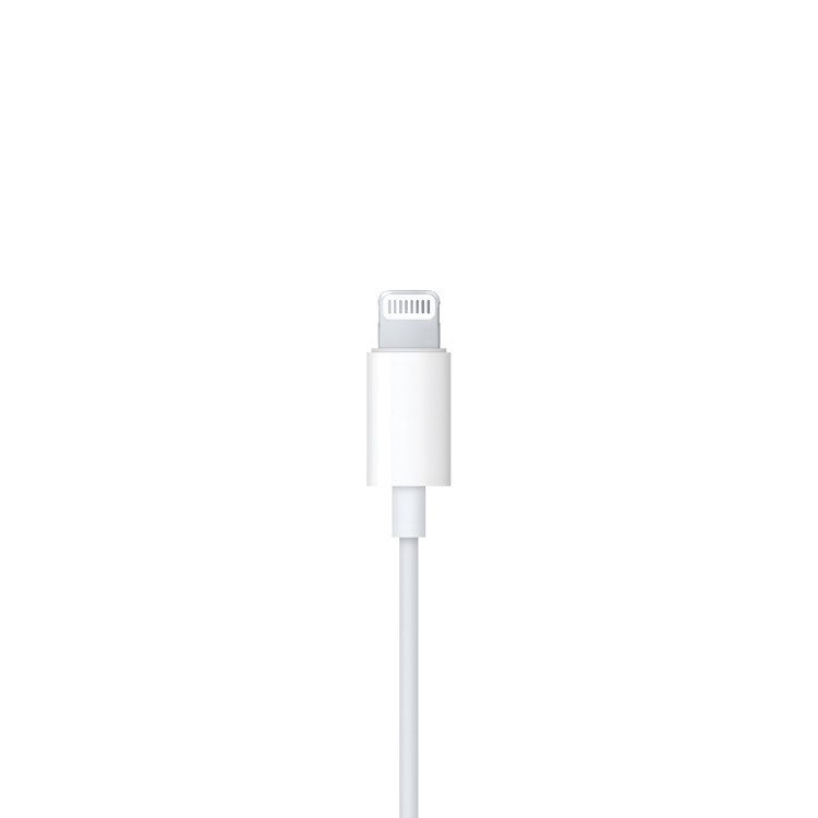 Auriculares EarPods Lightning branco, compatível, com conector Lightning.