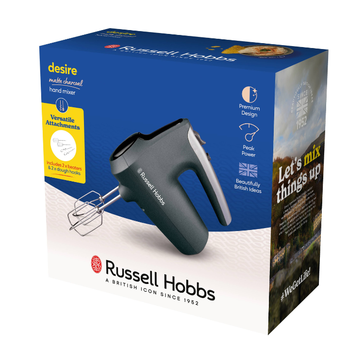 Russell Hobbs Desire Matte Charcoal hand mixer, 350W, black.