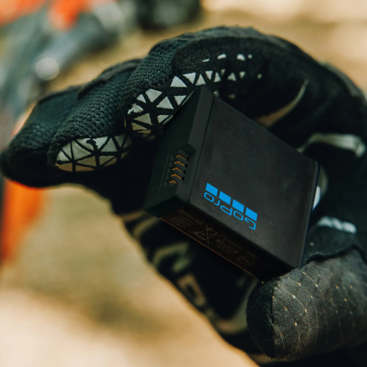 GoPro Enduro rechargeable battery pack, 2-pack, black with blue logo.