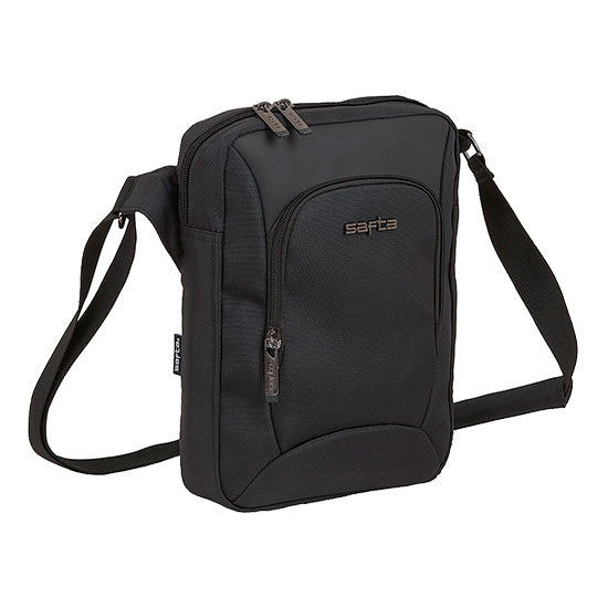 Bolsa Safta Business 10.6 preto com alça ajustável e vários compartimentos.