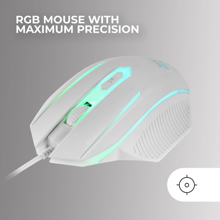 Bundle Mars Gaming MCP-124 Teclado+Rato+Tapete Branco