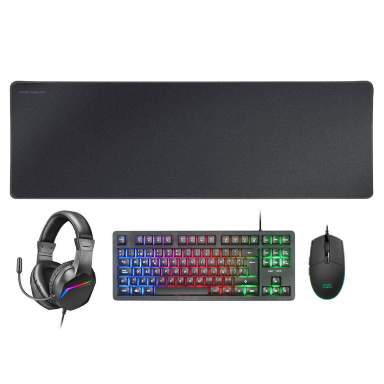 Bundle Mars Gaming MCPRGB3 Teclado+Rato+Headset+Tapete XXL RGB Preto