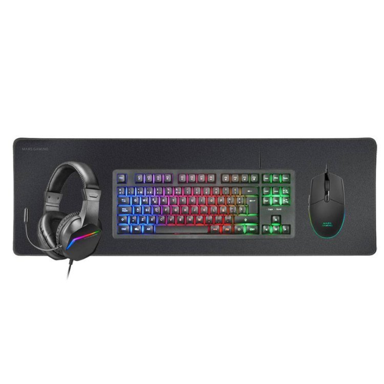 Bundle Mars Gaming MCPRGB3 Teclado+Rato+Headset+Tapete XXL RGB Preto