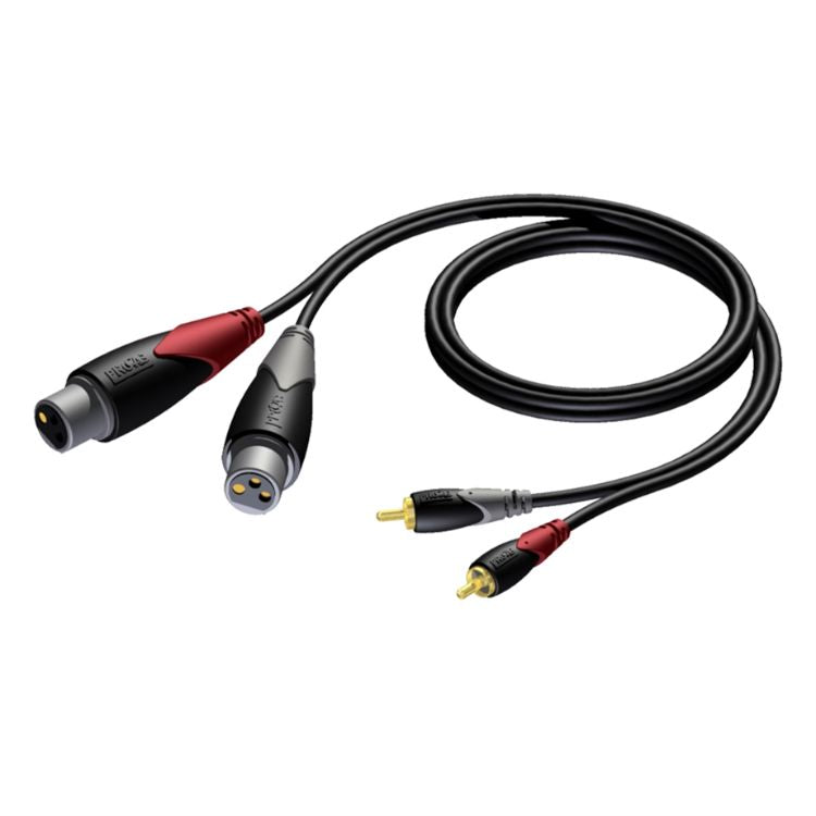 Cabo de Áudio PROCAB 2x XLR Fêmea / 2x RCA Macho CLA705/3 3m