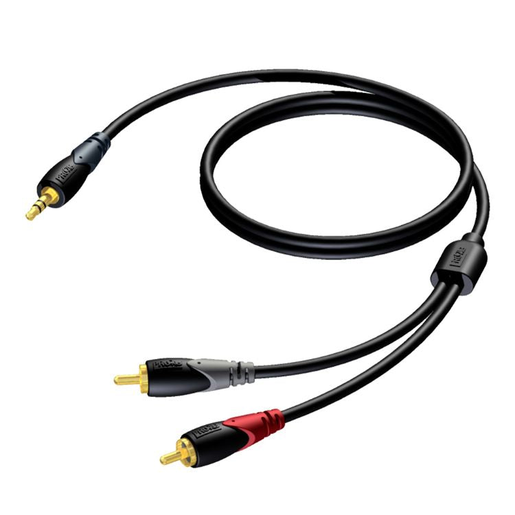 Cabo de Áudio PROCAB Jack 3,5 Stereo  Macho / 2x RCA Macho CLA711/3 3m