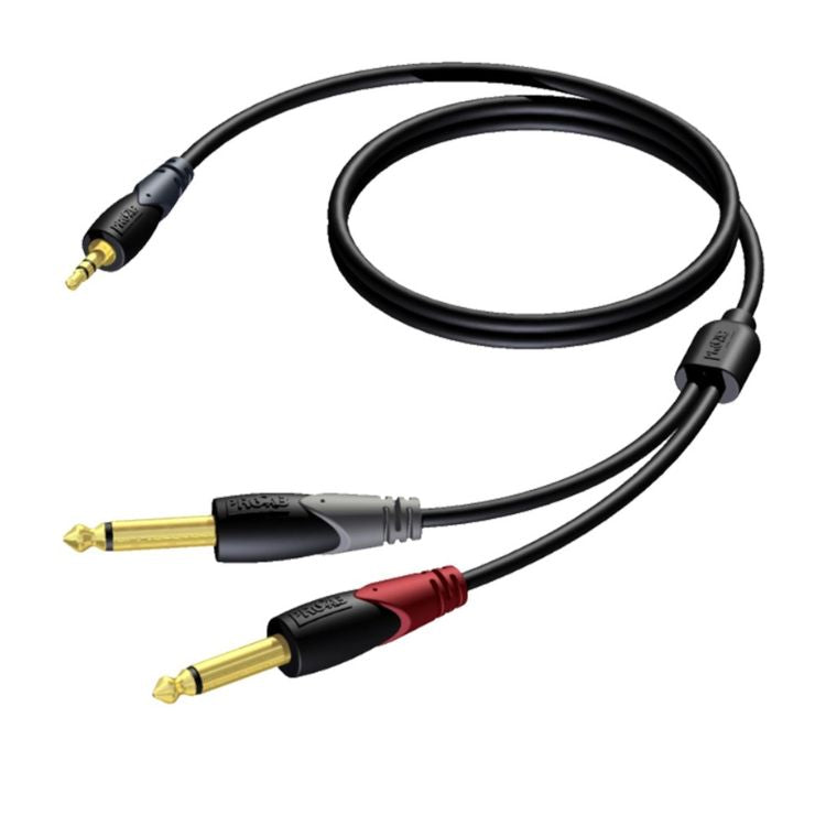 Cabo de Áudio PROCAB Jack 3,5 Stereo Macho / 2x 6,3 Jack Mono Macho CLA713/3 3m