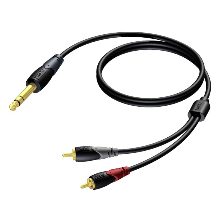 Cabo de Áudio PROCAB Jack 6,3 Stereo Macho / 2x RCA Macho CLA719/1.5 1,5m