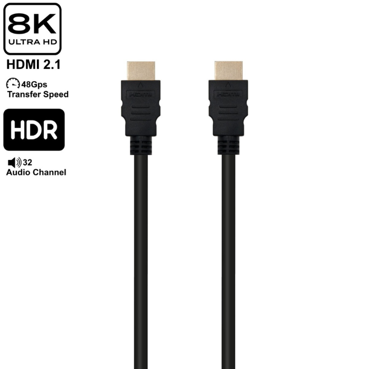 Cabo HDMI 2.1 Ewent c/ Ethernet 8K 1m Preto
