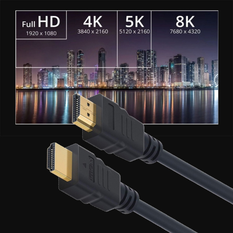 Black Ewent HDMI 2.1 cable with gold connectors, 3m, 8K resolution.