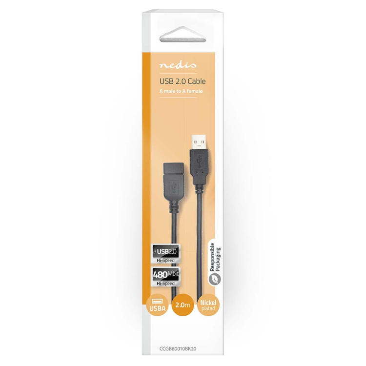 Cabo de Dados USB-A Nedis USB 2.0 2m