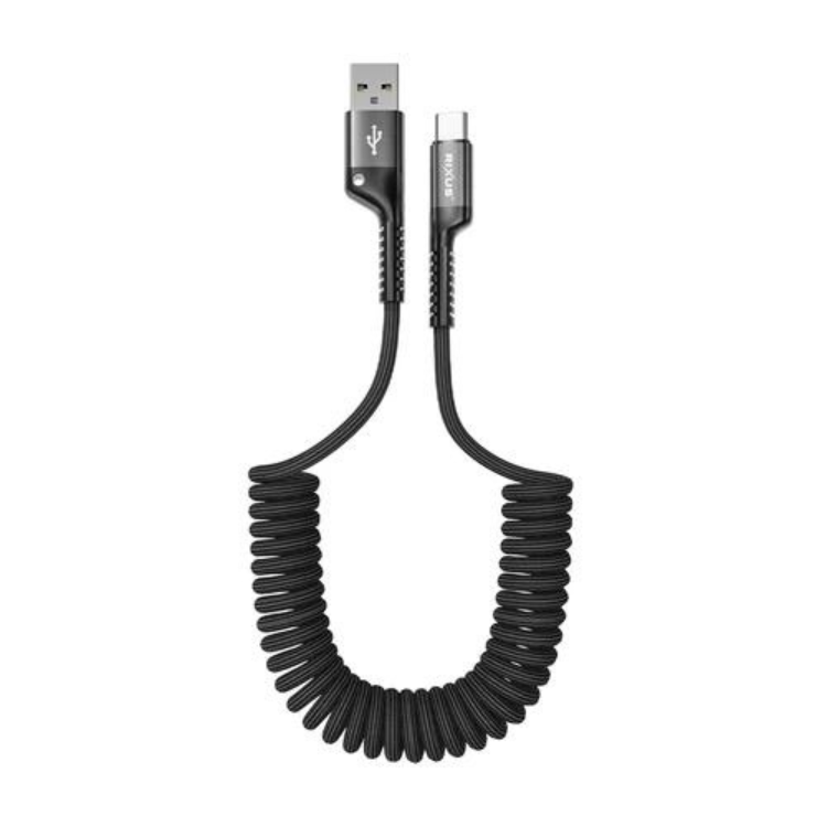 Cabo de Dados Rixus Retractable Spring USB-A p/ USB-C
