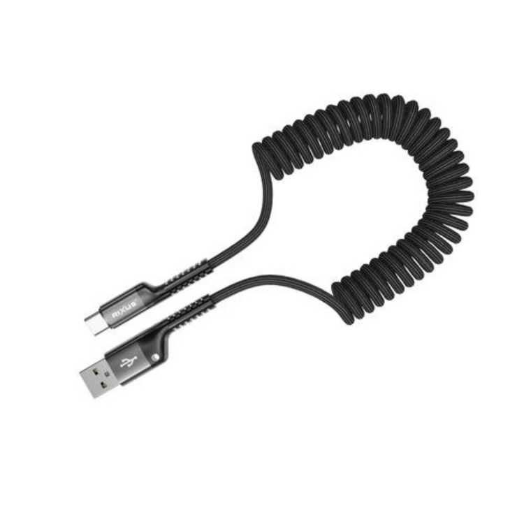 Cabo de Dados Rixus Retractable Spring USB-A p/ USB-C