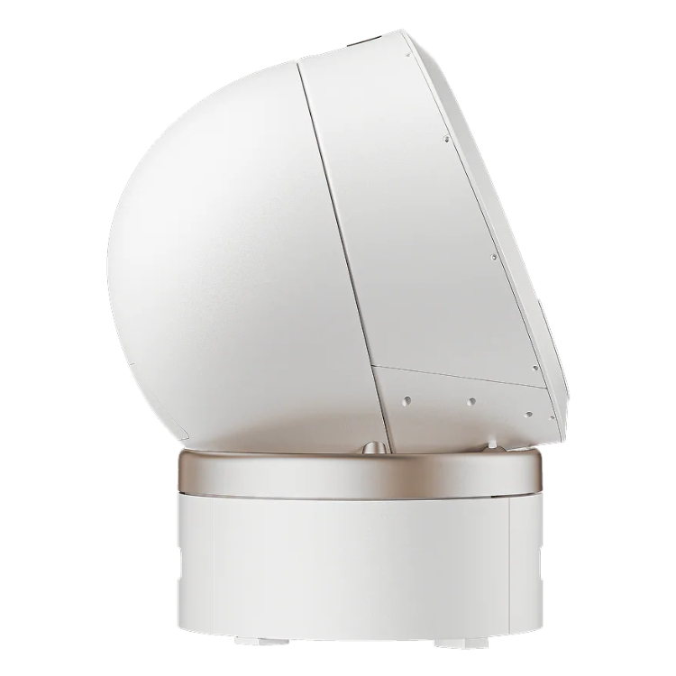 White automatic cat litter box, MOVA LR10 Prime, with dome-shaped top and round base.