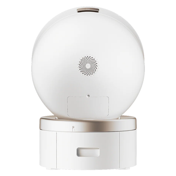 White automatic cat litter box MOVA LR10 Prime, round with ventilation holes and silver accents.