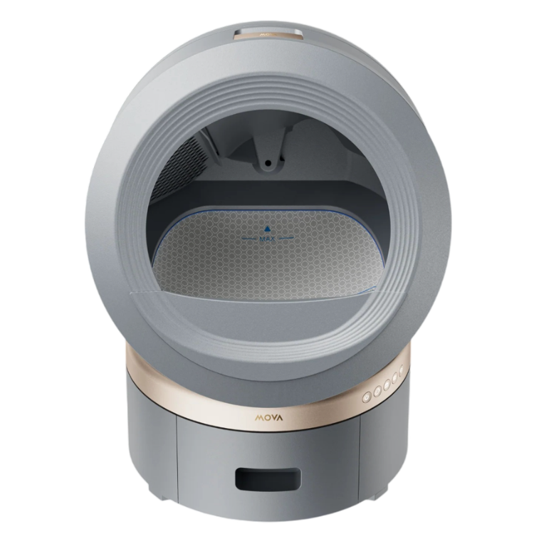 Caixa de areia inteligente MOVA LR10 Prime cinzento com limpeza automática.