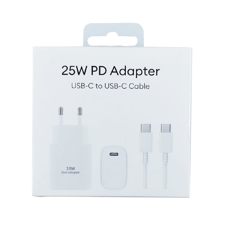 Schnellladegerät 25W USB-C + Kabel 1M Weiß