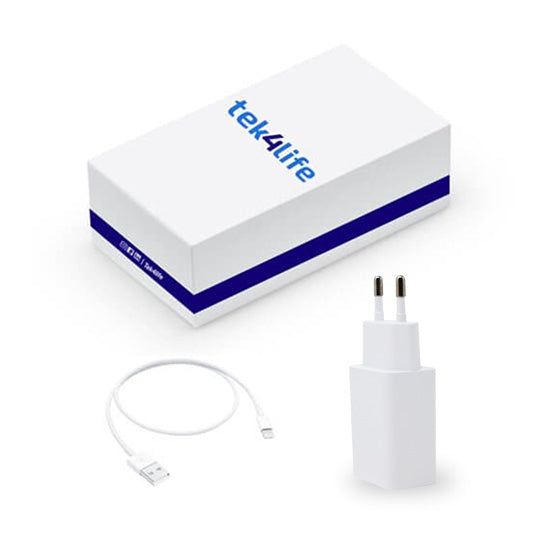 Caixa iPhone Tek4life (Carregador + Cabo de Dados Tipo-C)
