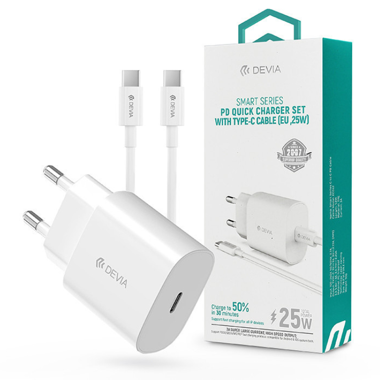 Devia Smart PD 25W Type-C + Type-C Ladegerät