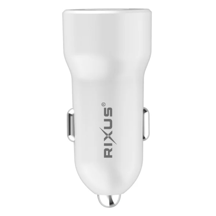 Carregador Isqueiro Rixus 20W PD+QC 3.0 USB-C+USB A Branco