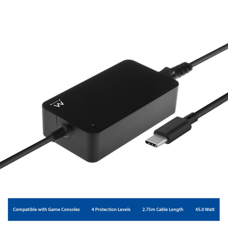 Carregador de Portátil Ewent USB-C45W Preto