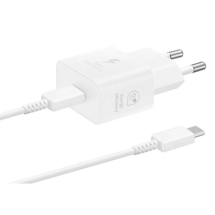 Carregador Samsung Fast Charging 25W + Cabo USB-C Branco