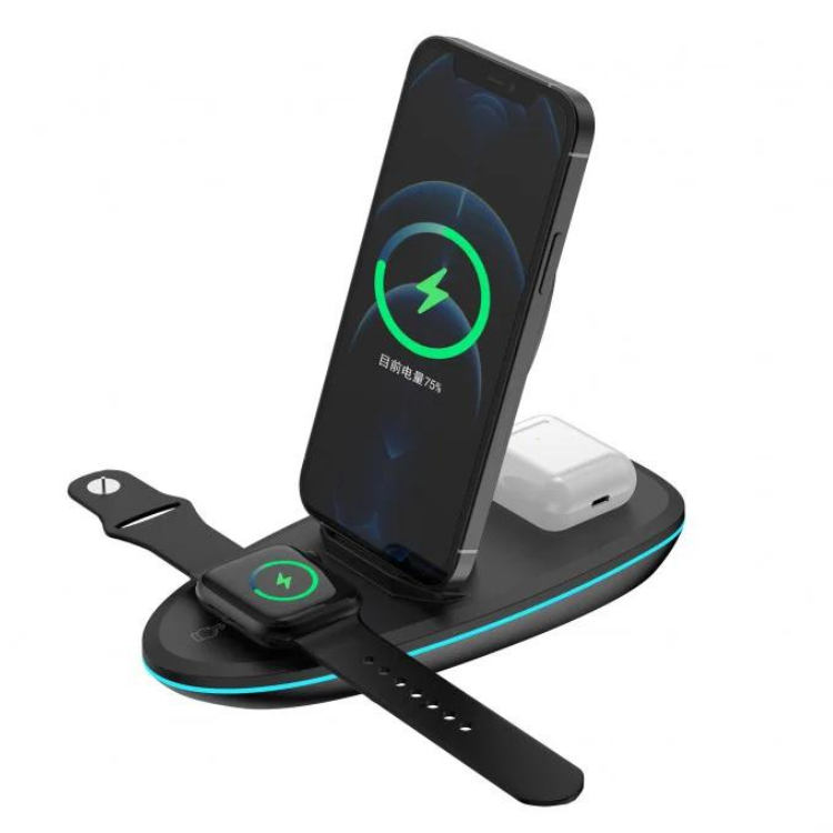 Carregador Wireless Charger Rixus RXWC43 3-1 Preto
