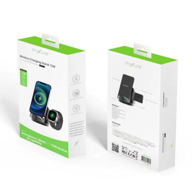 Carregador Wireless Charger Rixus RXWC57 3-1 Preto