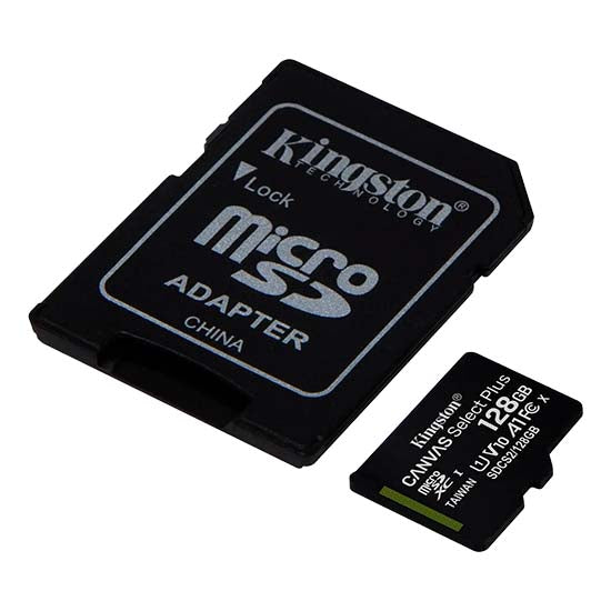 Kingston microSDHC 128GB Canvas Select Plus adapter, black.