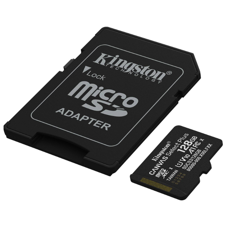 Cartão Memória Kingston Canvas Select Plus microSD 128GB SDCG3 V10 U3 CL10 + Adaptador SD