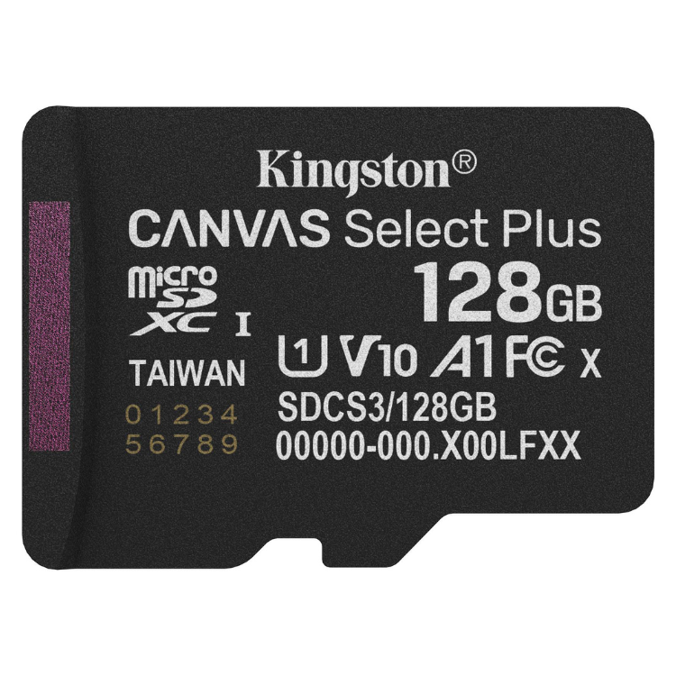 Cartão Memória Kingston Canvas Select Plus microSD 128GB SDCG3 V10 U3 CL10 + Adaptador SD