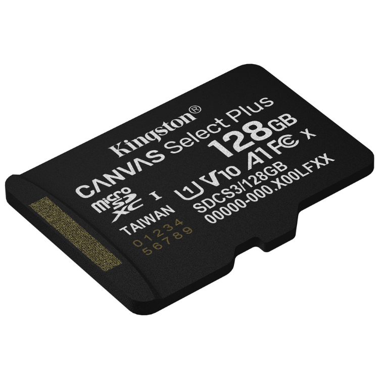 Cartão Memória Kingston Canvas Select Plus microSD 128GB SDCG3 V10 U3 CL10 + Adaptador SD