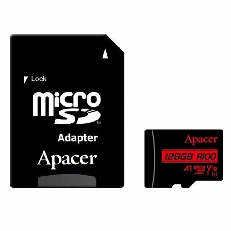 Cartão de Memória Apacer MicroSD 128GB XC UHS-I C10 100Mb/s c/ Adaptador