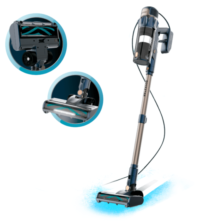 Cecotec Conga Rockstar 800 upright vacuum, 500W, blue and grey, with attachments.