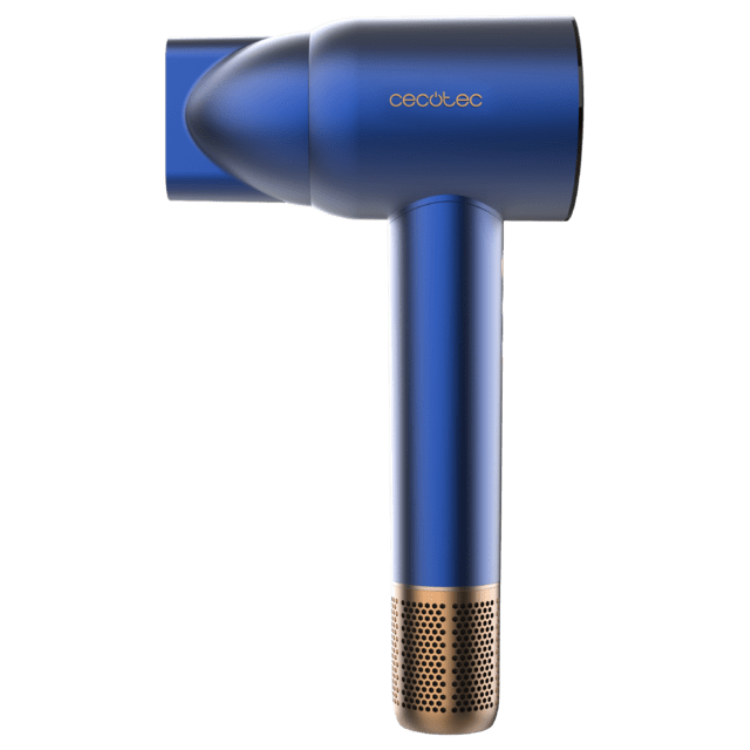 Cecotec Ioni Care Rockstar Nano IonTech blue hair dryer with gold accents.