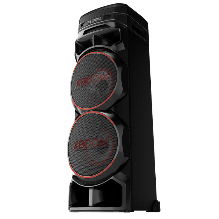 LG XBOOM RNC9 1000W speaker, black with red accents.