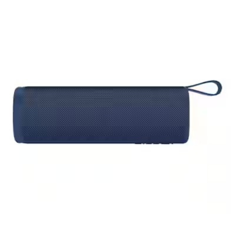 Blue Xiaomi outdoor Bluetooth speaker, cylindrical, 30W, mesh texture, carry loop.