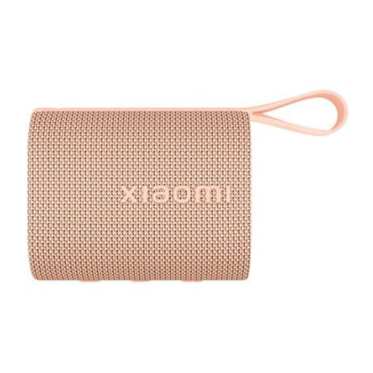 Pink Xiaomi Sound Pocket portable speaker with woven design and strap.
