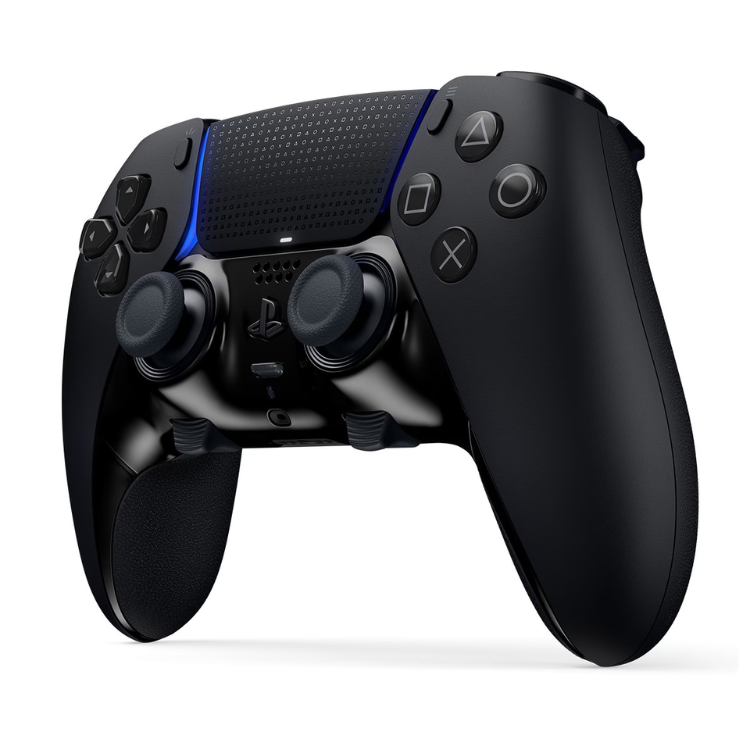 Sony PS5 DualSense Edge wireless controller, black with blue accents.