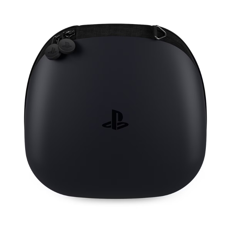 Black PlayStation carrying case with PlayStation logo and strap.
