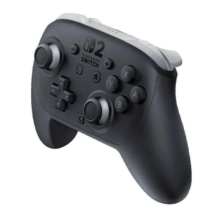 Black Nintendo Switch 2 Pro Controller gamepad with grey accents.