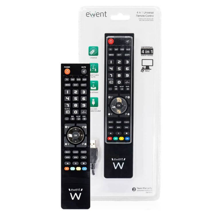 Comando Universal Ewent EW1570 p/ TV 4 em 1 Programável