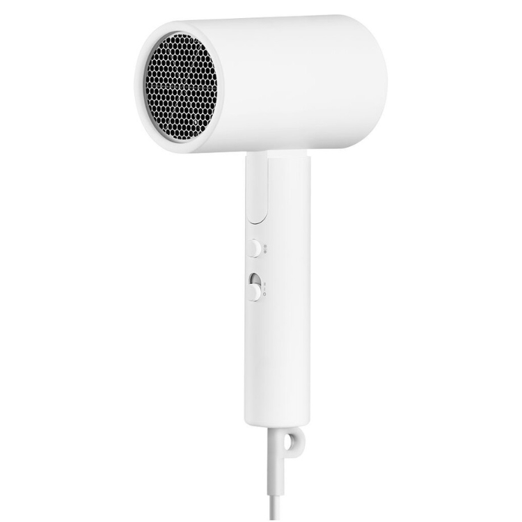 Xiaomi compact hair dryer, white, 1600W, with buttons and dial.