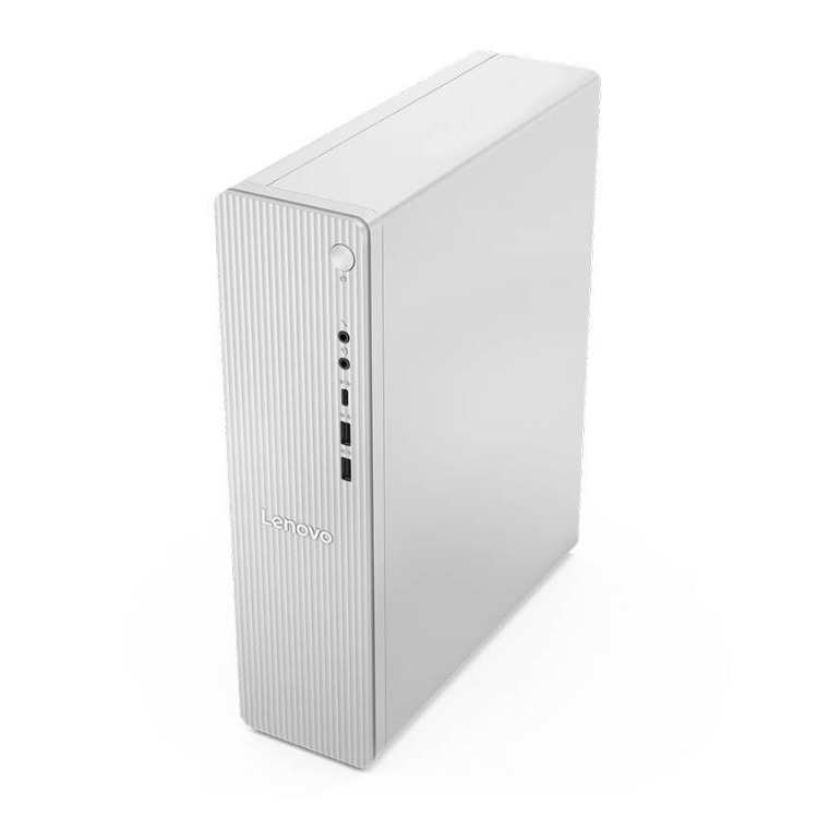 Lenovo IdeaCentre Tower 08IRH9, grey desktop computer, front ports visible.